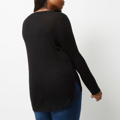 Plus black scoop neck top